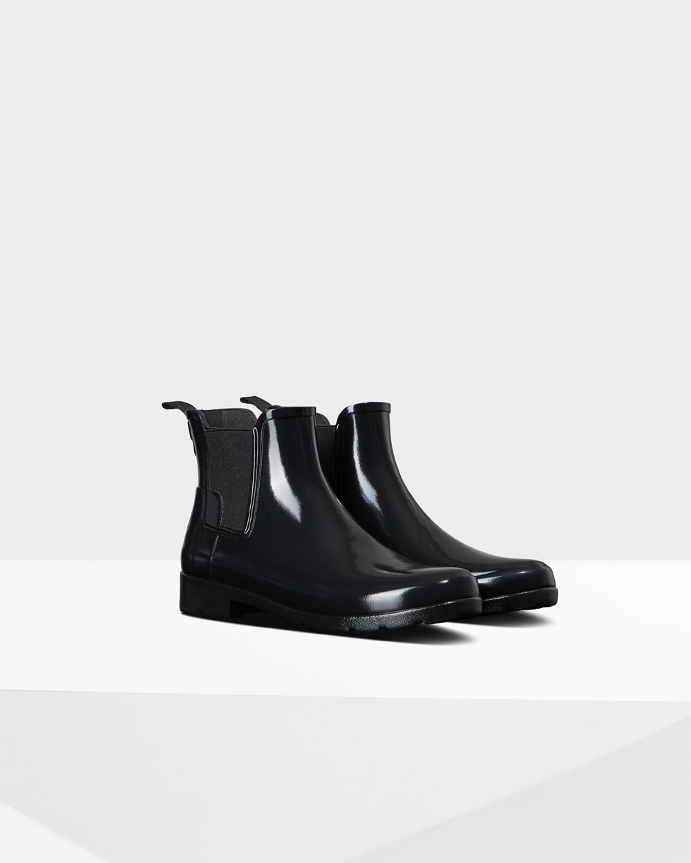 Botas Chelsea Refined Gloss Slim Fit Hunter Mujer - Negros - 508624MIP